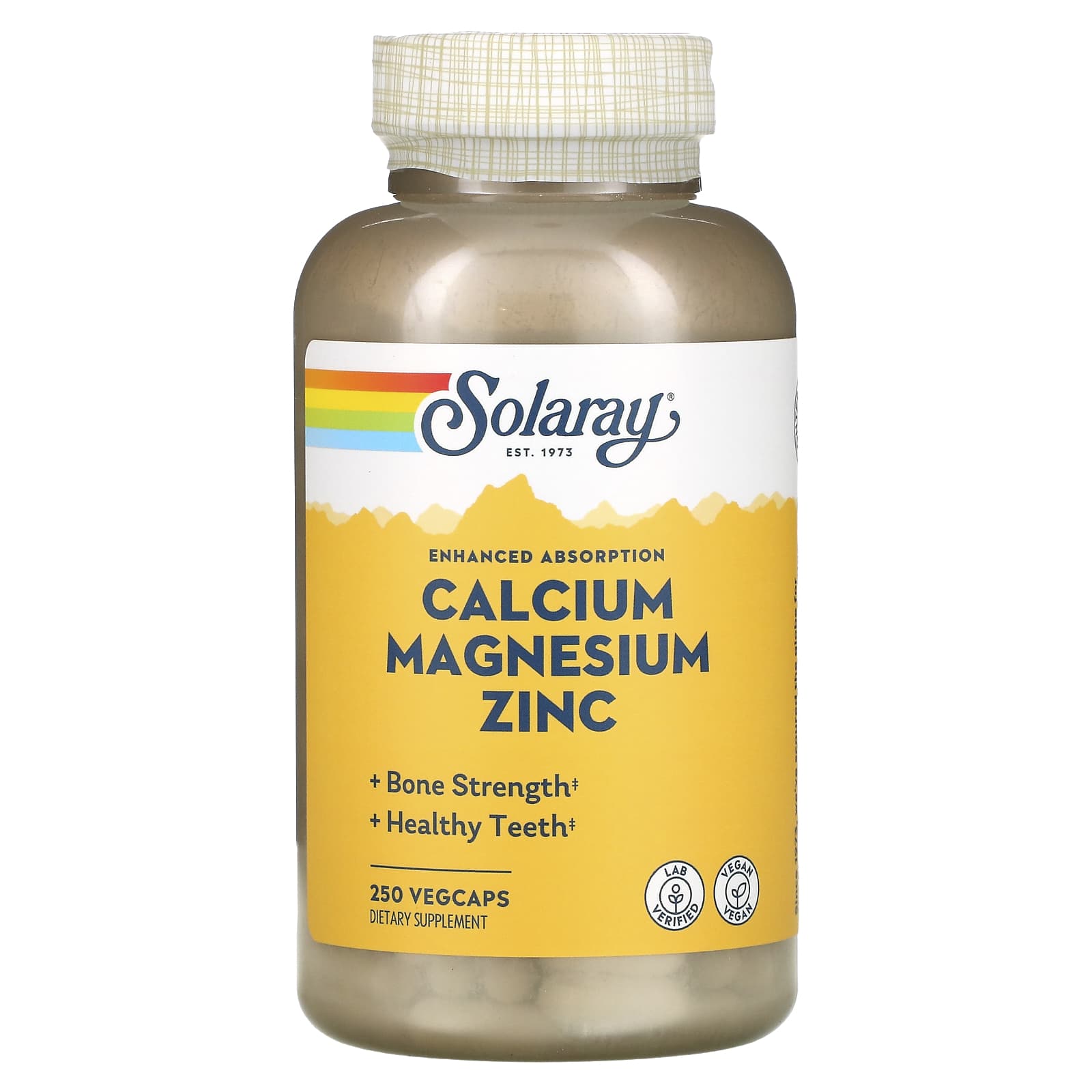 Solaray, Calcium Magnesium Zinc, 250 VegCaps UPC 076280045611 | HiLife Vitamins